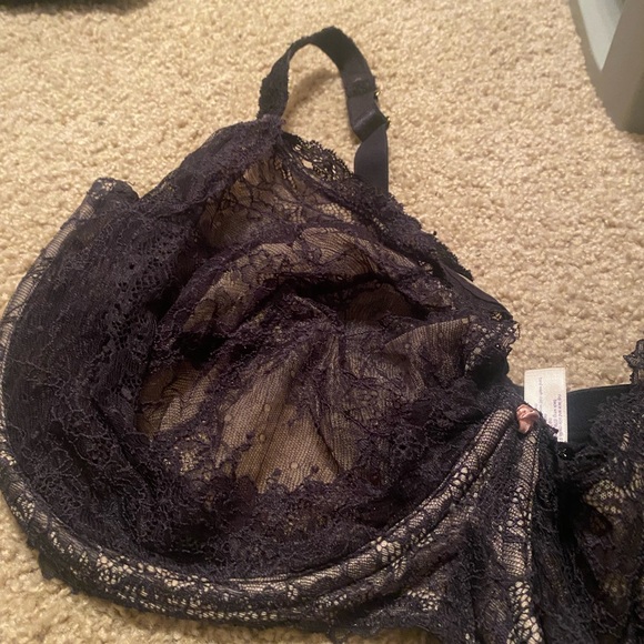 Cacique Black Lace Unlined Balconette Bra 44H - Picture 3 of 7